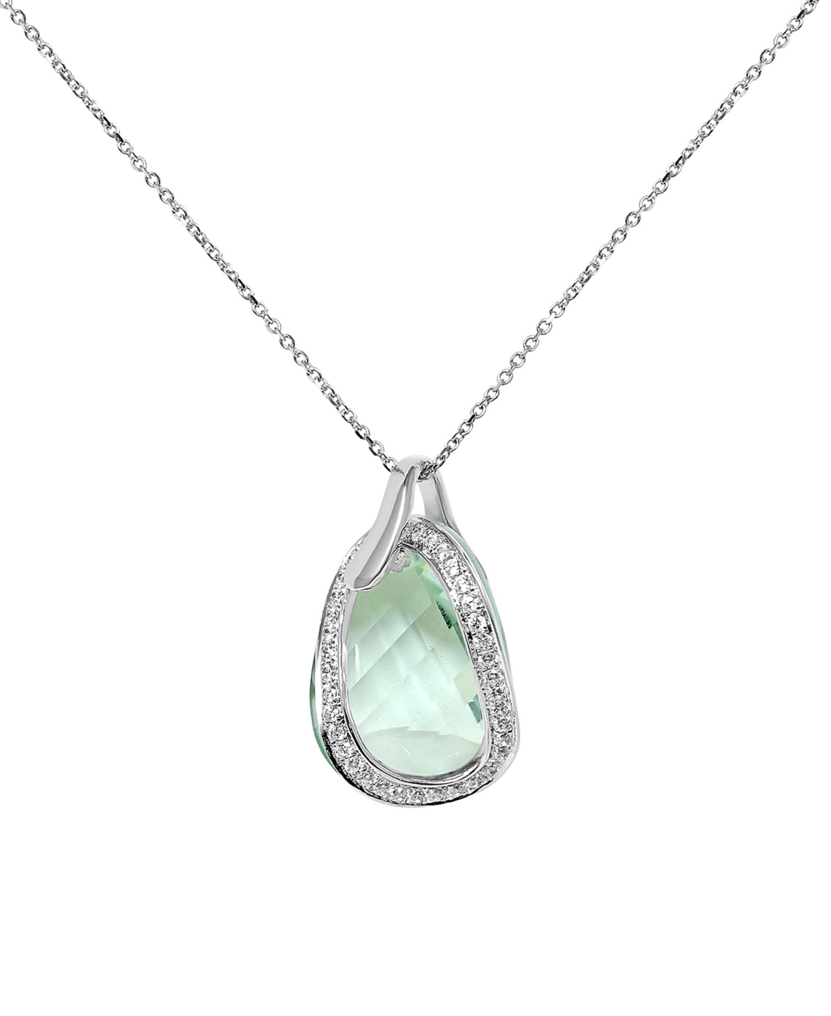 Macy's Amethyst (9 Ct. T.w.) & Cubic Zirconia (1/3 Ct. T.w.) 18" Pendant Necklace In Sterling Silver In Green Amethyst