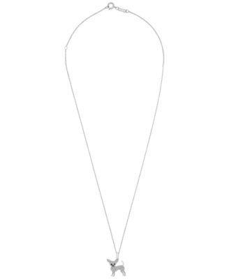 White Diamond (1/5 ct. t.w.) & Black Diamond Accent Chihuahua Pendant Necklace in 10k White Gold, 16" + 2" extender, Created for Macy's