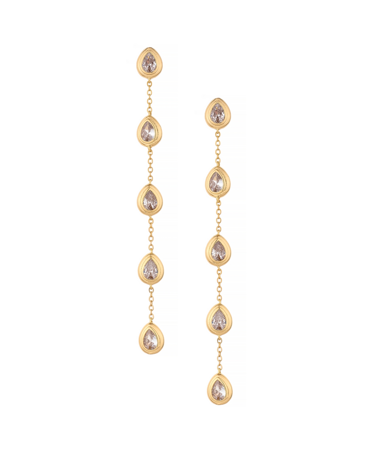 Multi-Crystal Teardrop Earrings in 18K Gold Plating - Gold