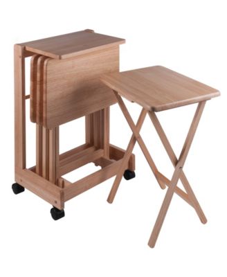 Brienda 5-Piece Wood Flip Top Snack Table Set