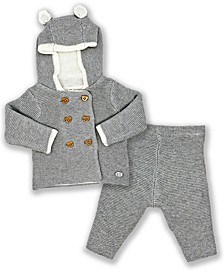 Baby Boys and Girls Knit Hooded Sweater Pant, 2 Piece Set