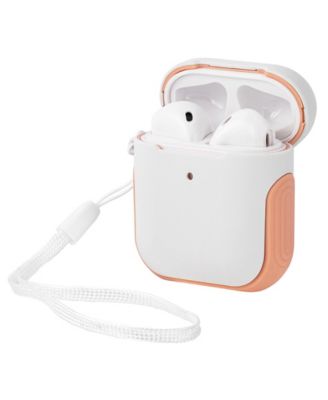 White and Pink Sport Cover designed for Apple AirPods&reg;