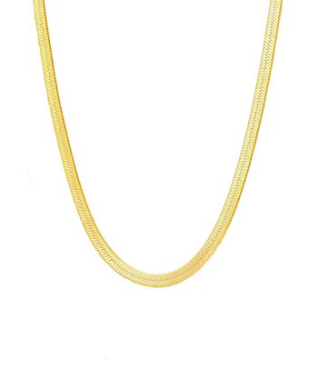 BEN ONI 18k Gold Plated Anti-Tarnish Herringbone Necklace - Macy's
