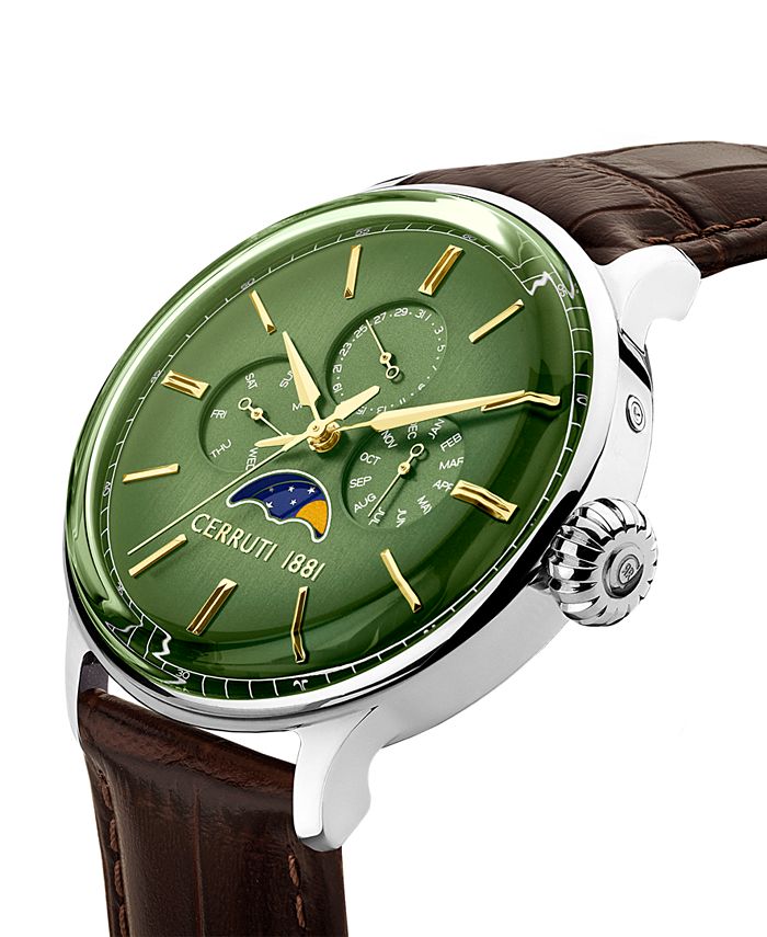 Cerruti 1881 Men's Dervio Collection Brown Dark Genuine Leather Strap