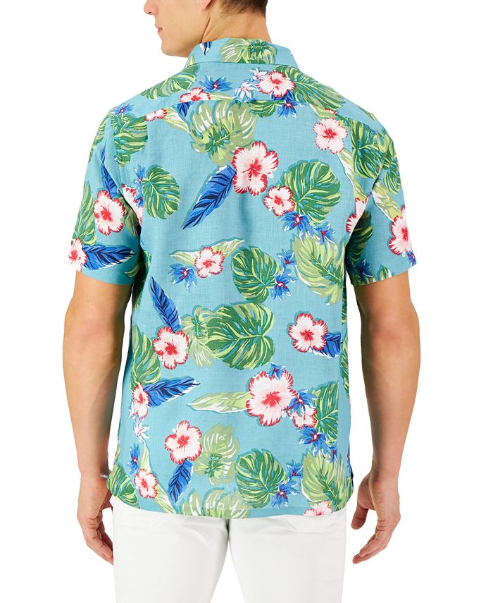 Club Room Men's Short-Sleeve Tropical 100% Linen Shirt, Created for ...