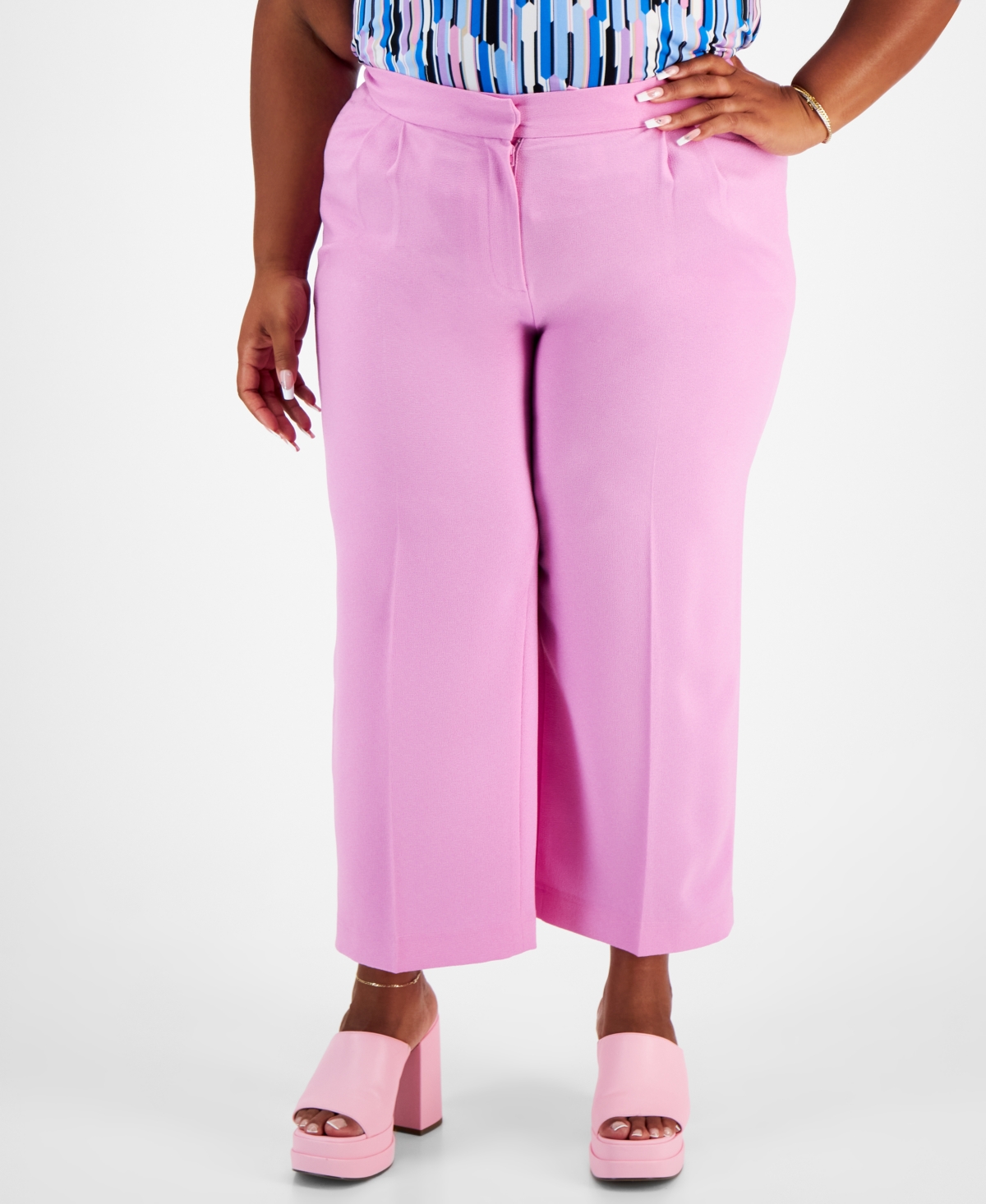 Bar Iii Plus Size Crepe Blazer V Neck Top Ankle Pants Created For