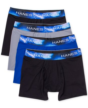 Hanes Sport Men's Air Mesh Boxer Brief Underwear, X-Temp, Black