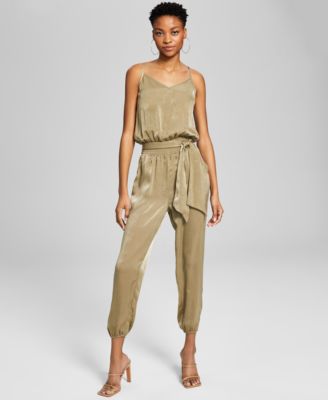 And Now This - Belted Satin Jumpsuit