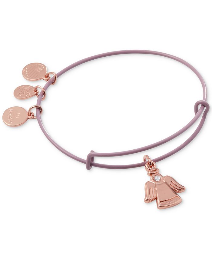 Alex and Ani Rose Gold Tone Pav Angel Charm Bangle Bracelet Macy s