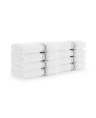 White Turkish Luxury Striped Washcloths for Bathroom 600 GSM, 13x13 in., 8-Pack , Super Soft  Absorbent Washcloths