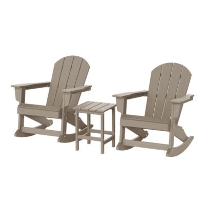 3 Piece set Outdoor Patio Poly Adirondack rocking chairs with side table