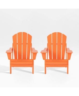 All-Weather Contoured Outdoor Poly Folding Adirondack Chair (Set of 2)