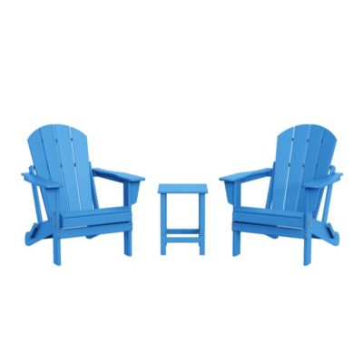 3 Piece Set Outdoor Folding Adirondack Chairs with Side Table