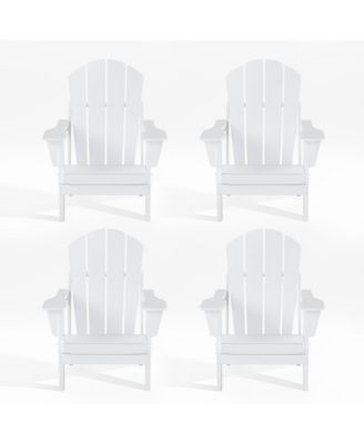 All-Weather Contoured Outdoor Poly Folding Adirondack Chair (Set of 4)