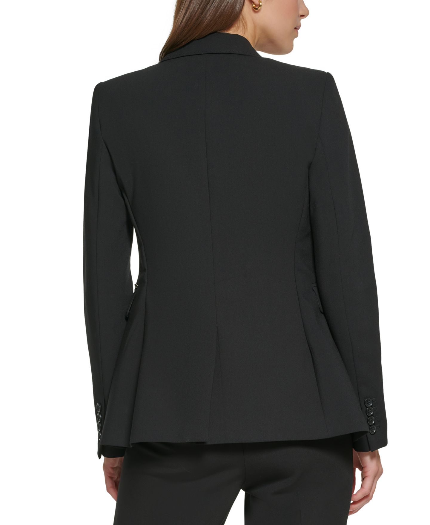 Женский пиджак DKNY Petites Pick-Stitch Single-Button Blazer, цвет: Чёрный — фото 5