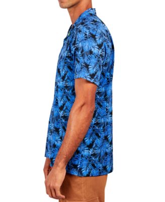 Men's Slim Fit Non-Iron Tropical Print Performance Stretch Camp Shirt