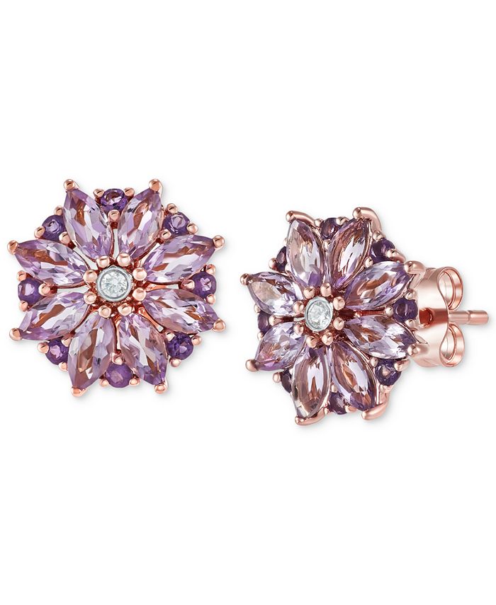 Macy s Multi Amethyst 1 3 8 ct. t.w. Diamond Accent Flower