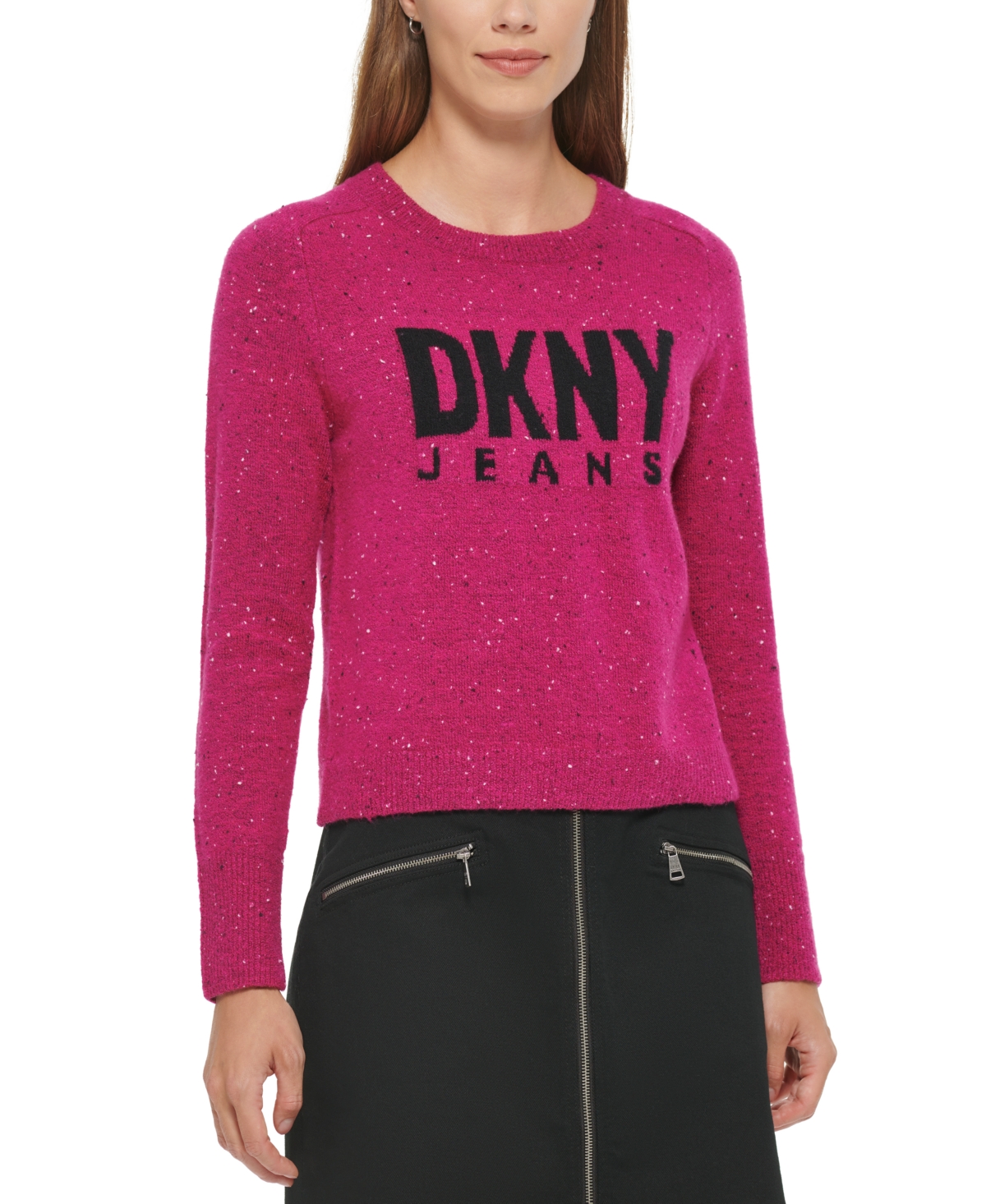Dkny Jeans Women's Long-Sleeve Logo Crewneck Sweater