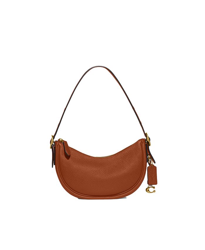 Brown Adjustable Coach Leather Handbags, For Casual Wear