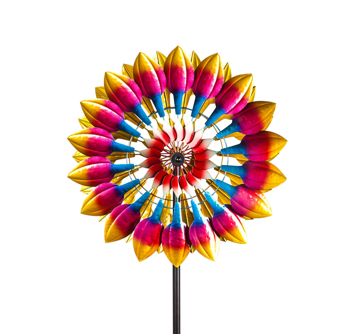 75"H Wind Spinner, Magenta Tulip Petals- Fade and Weather Resistant Outdoor Decor for Homes, Yards and Gardens - Multicolored
