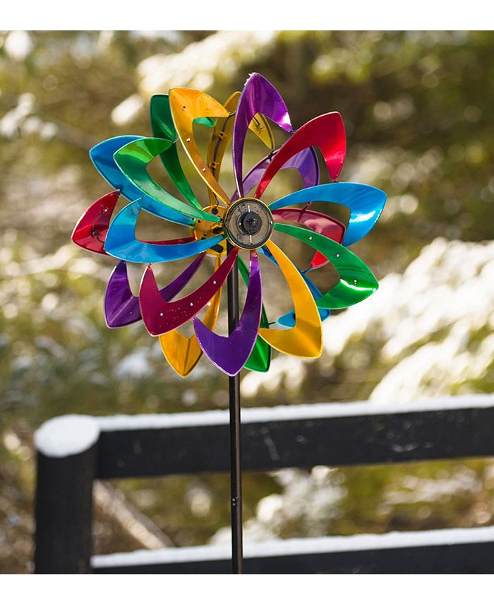 Evergreen 75" LED Solar Flower Wind Spinner Macy's