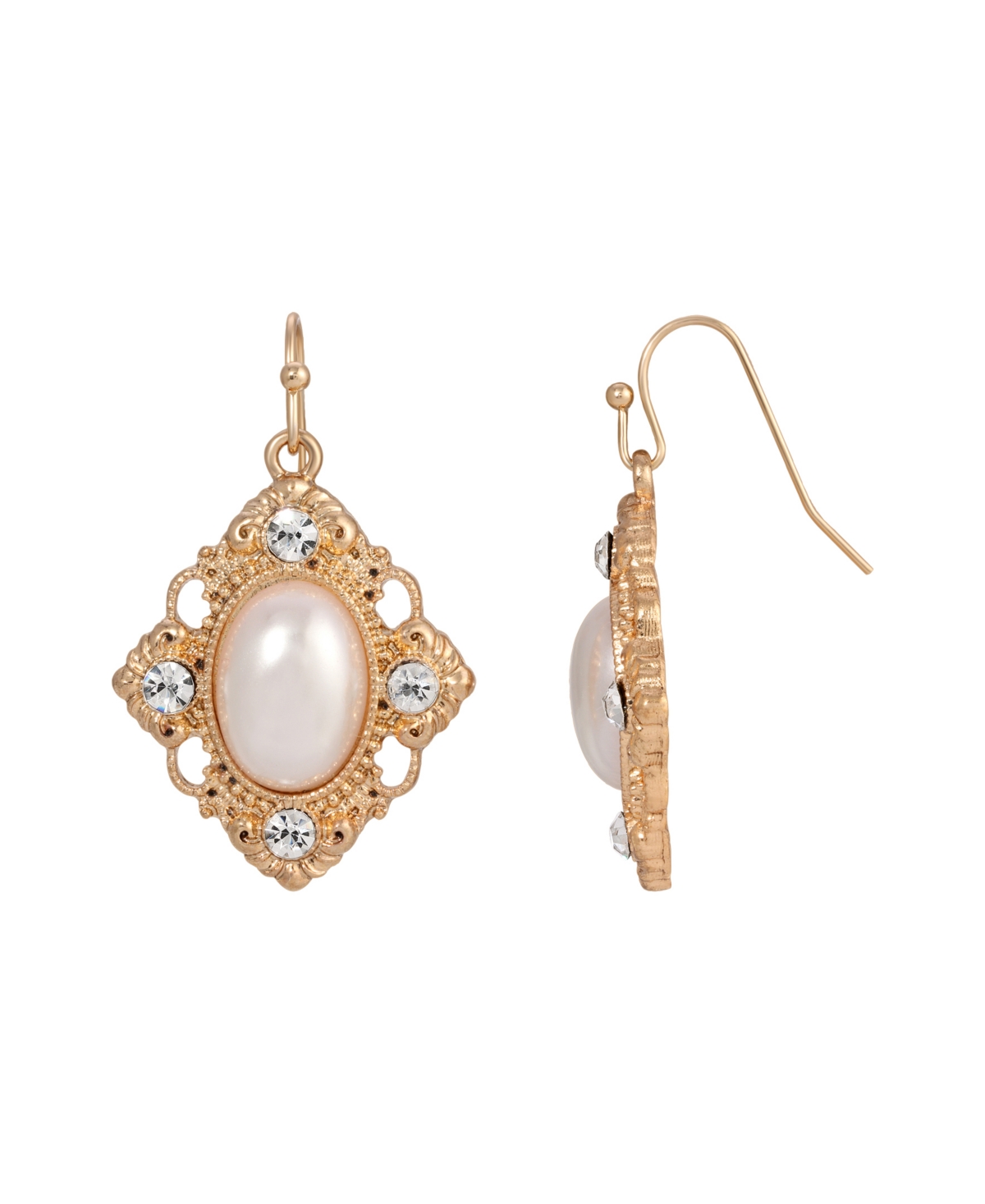 2028 Faux Imitation Pearl And Crystal Earrings In White