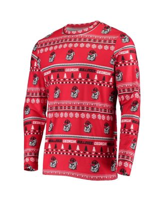Men's Red Georgia Bulldogs Ugly Sweater Knit Long Sleeve Top and Pant Set