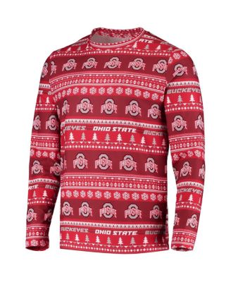 Men's Scarlet Ohio State Buckeyes Ugly Sweater Knit Long Sleeve Top and Pant Set