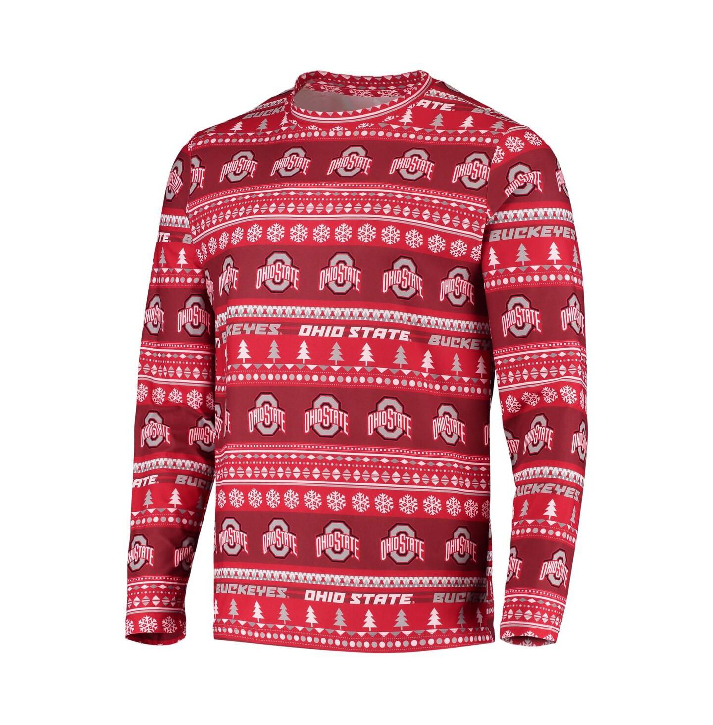 Мужская пижама Concepts Sport Ohio State Buckeyes Ugly Sweater: топ и штаны, Scarlet — фото 3