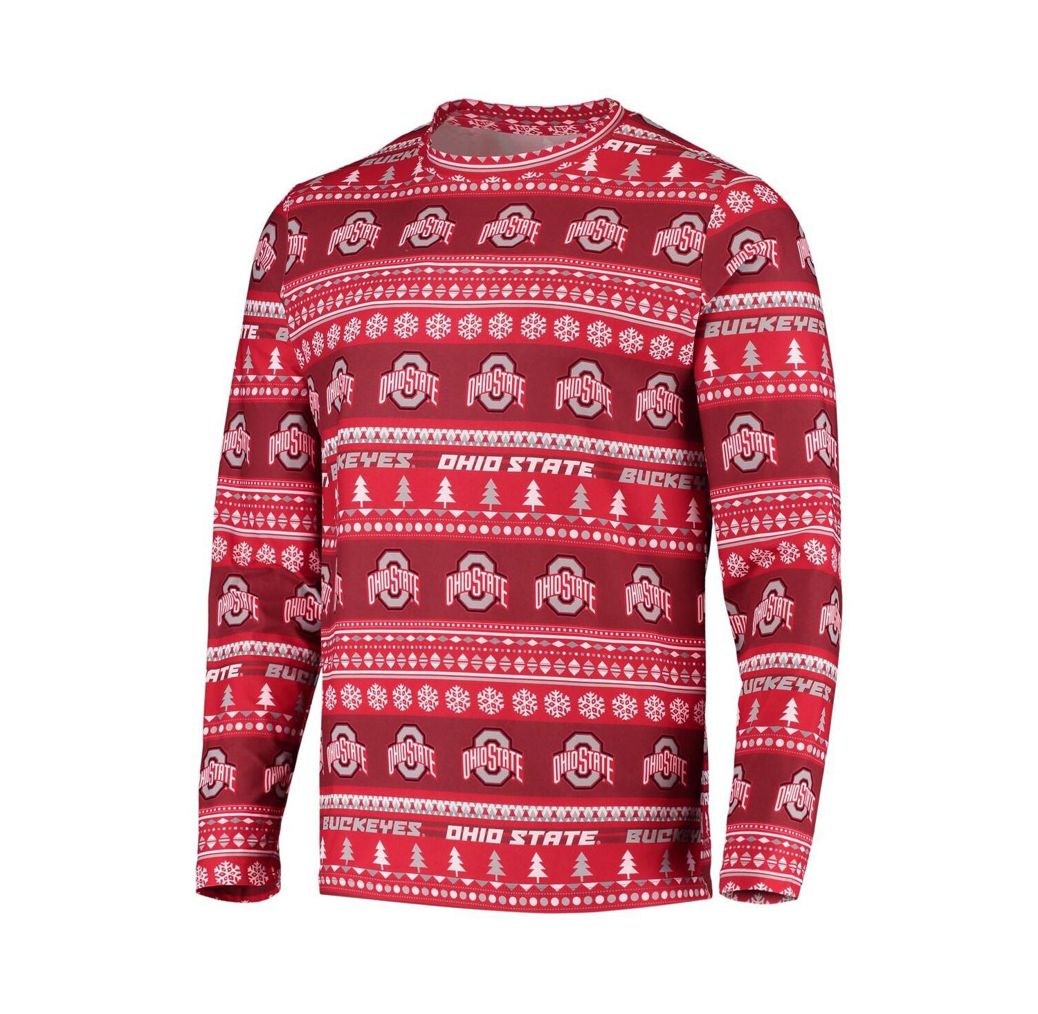 Men's Scarlet Ohio State Buckeyes Ugly Sweater Knit Long Sleeve Top and Pant Set