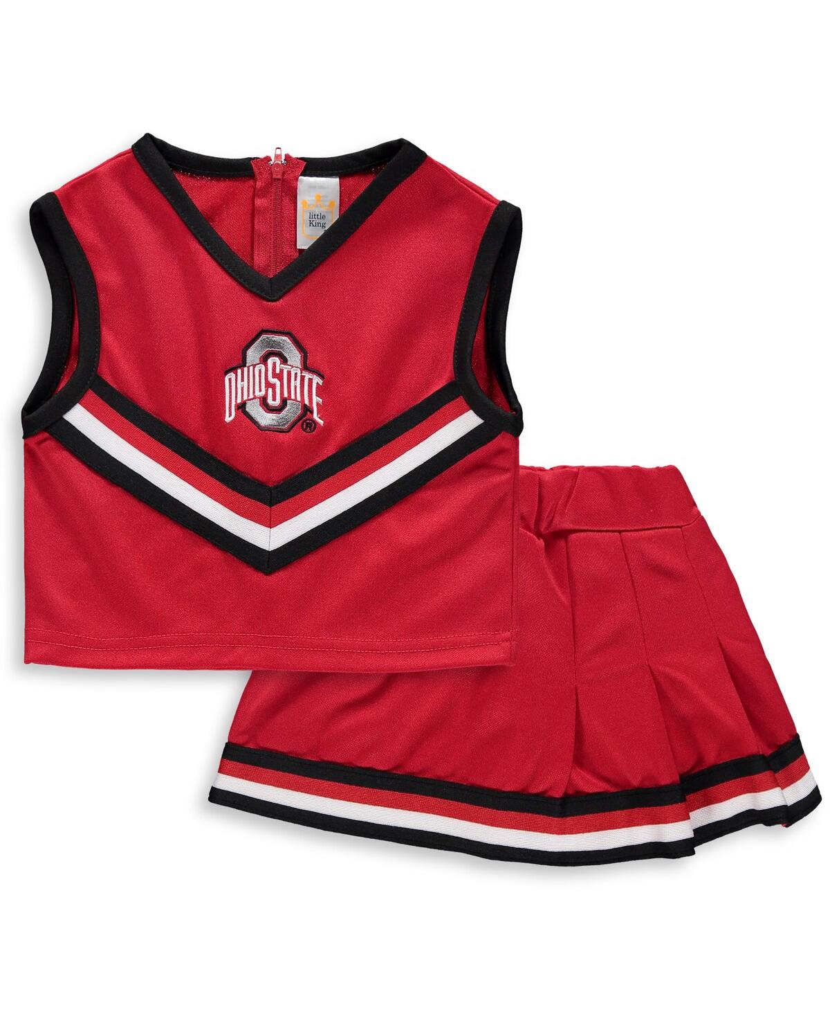 Little King Apparel Babies' Toddler Girls Scarlet Ohio State Buckeyes Two-piece Cheer Set