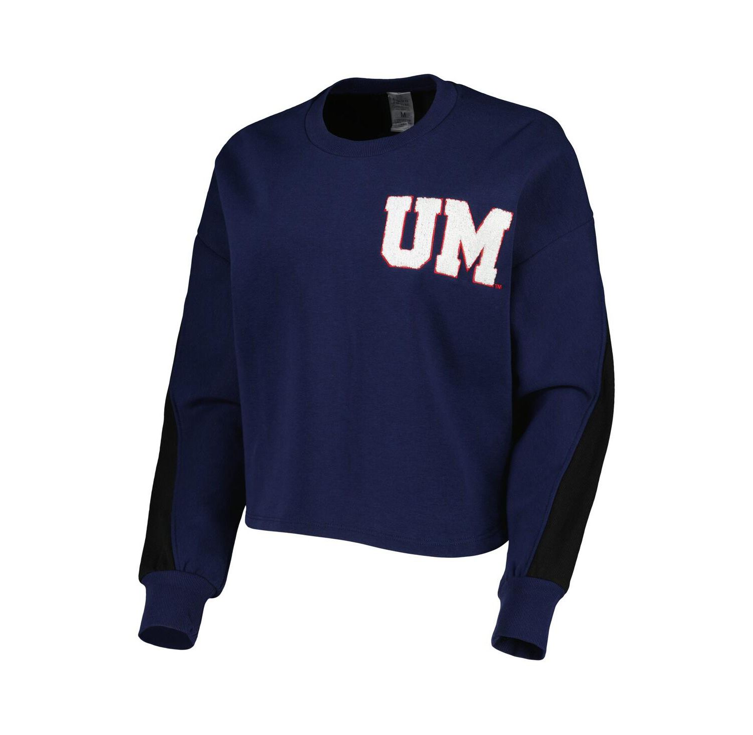 Women's Navy Michigan Wolverines Back To Reality Colorblock Pullover Sweatshirt