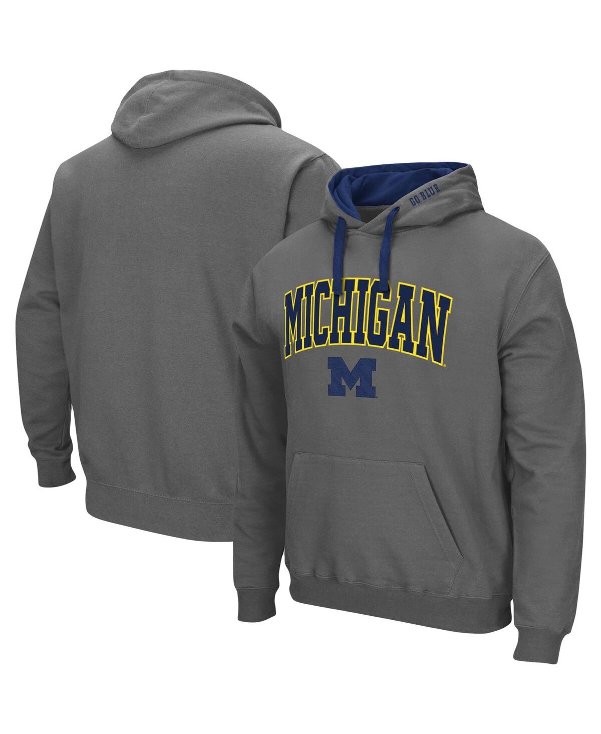 Men's ColosseumMichigan Wolverines Big and Tall Arch and Logo 2.0 Pullover Hoodie - Charcoal