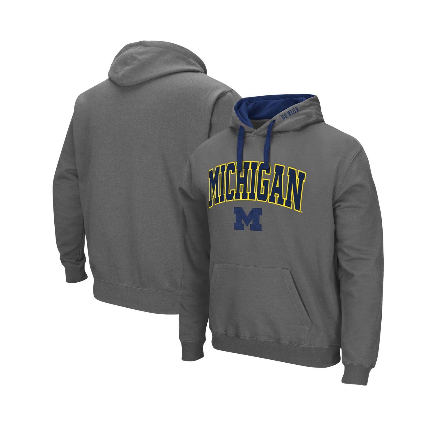 Men's Charcoal Michigan Wolverines Big and Tall Arch and Logo 2.0 Pullover Hoodie