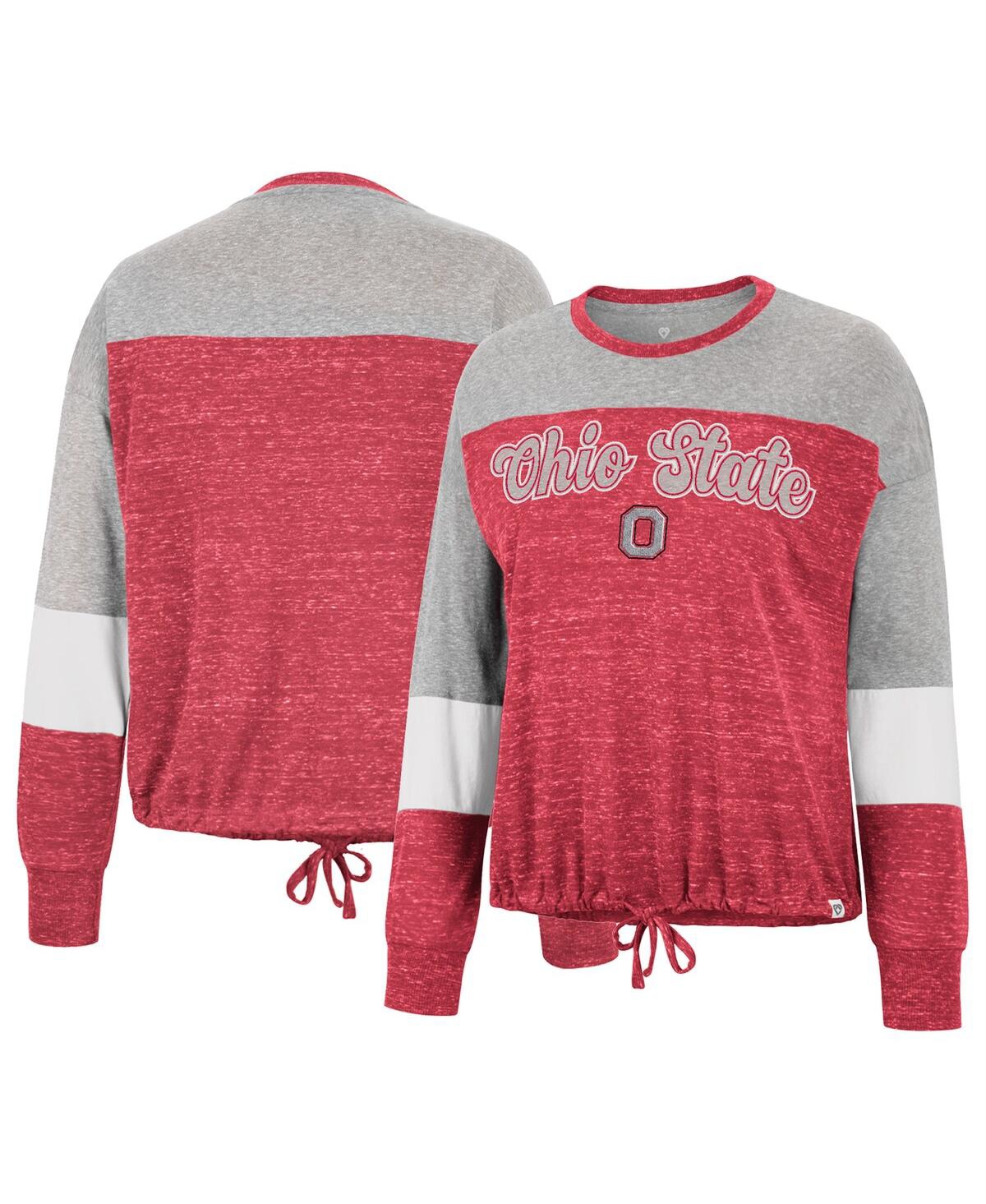COLOSSEUM WOMEN'S COLOSSEUM SCARLET OHIO STATE BUCKEYES JOANNA TIE FRONT LONG SLEEVE T-SHIRT