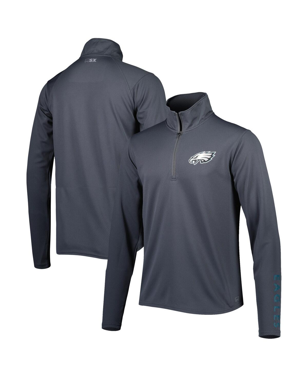 Shop Msx By Michael Strahan Men's  Charcoal Philadelphia Eagles Half-zip Hoodie