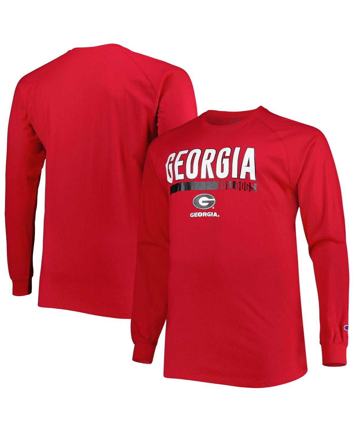 Shop Profile Men's Red Georgia Bulldogs Big And Tall Two-hit Raglan Long Sleeve T-shirt