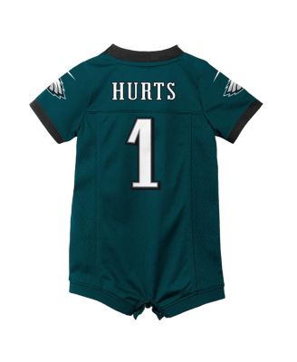 Newborn and Infant Boys and Girls Jalen Hurts Midnight Philadelphia Eagles Game Romper Jersey