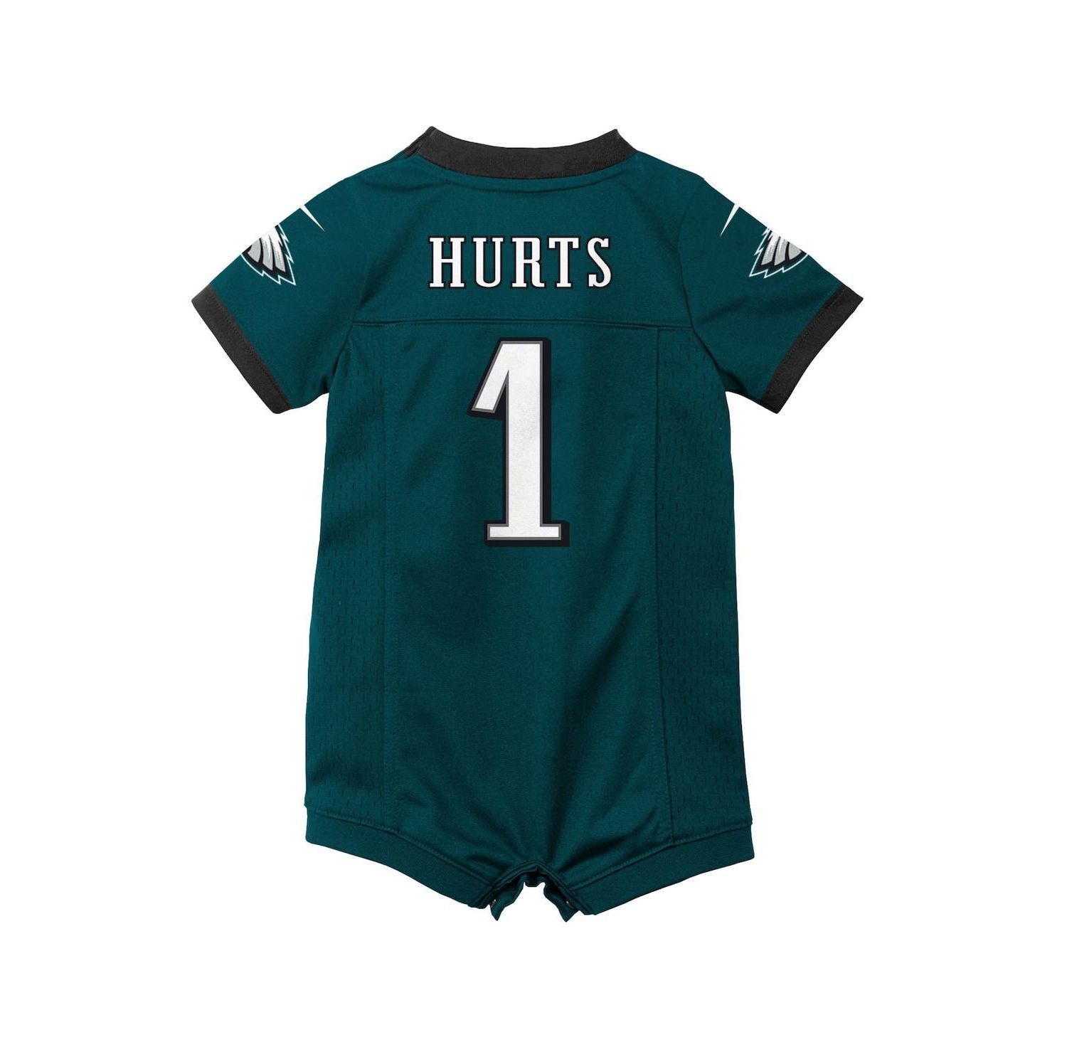 Newborn and Infant Boys and Girls Jalen Hurts Midnight Philadelphia Eagles Game Romper Jersey