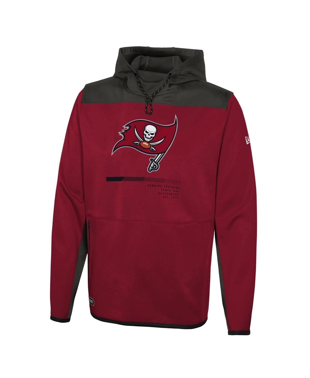 NEW ERA MEN'S NEW ERA RED TAMPA BAY BUCCANEERS COMBINE AUTHENTIC HARD HITTER PULLOVER HOODIE 