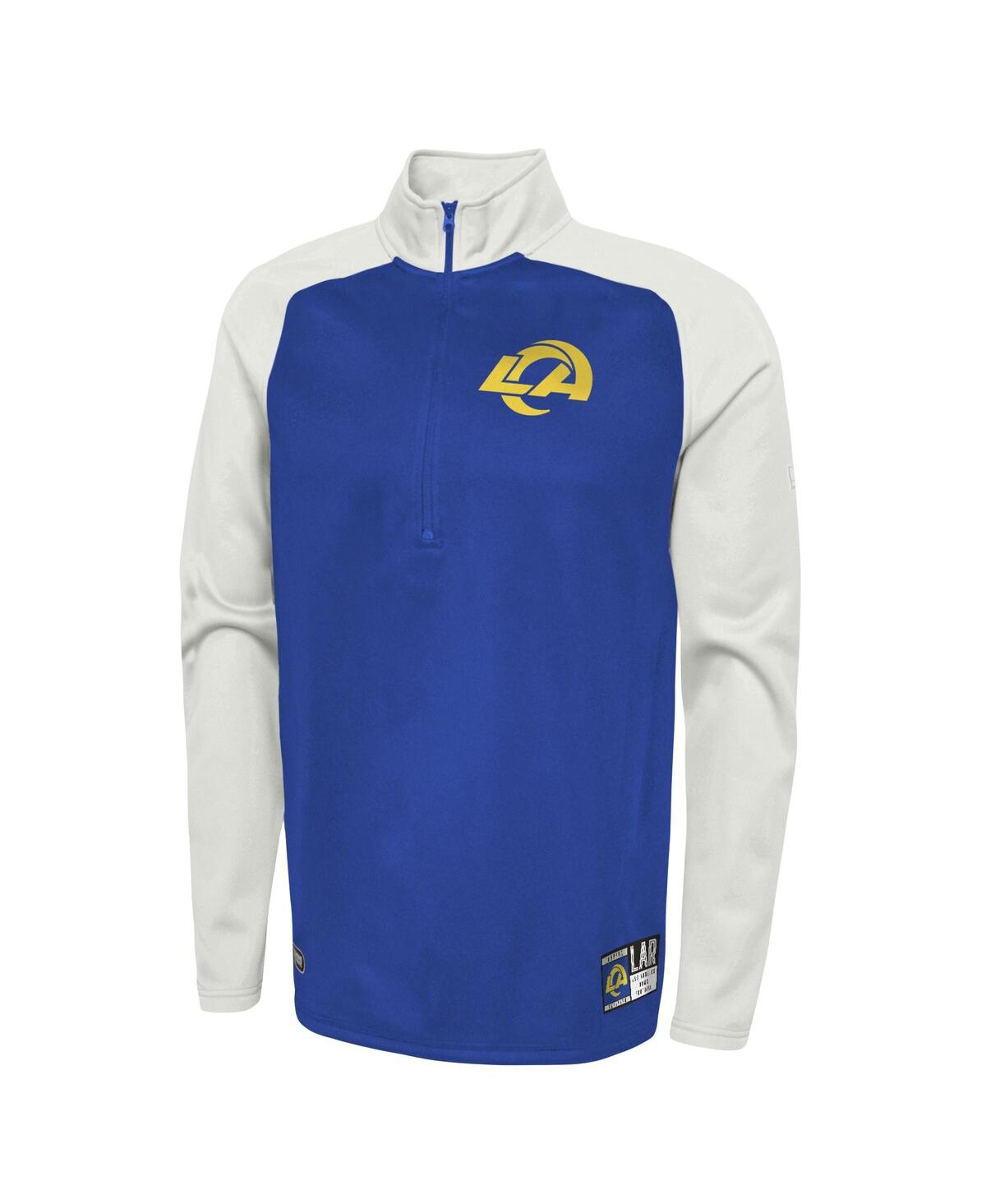 Shop New Era Men's  Royal Los Angeles Rams Combine Authentic O-line Raglan Half-zip Jacket