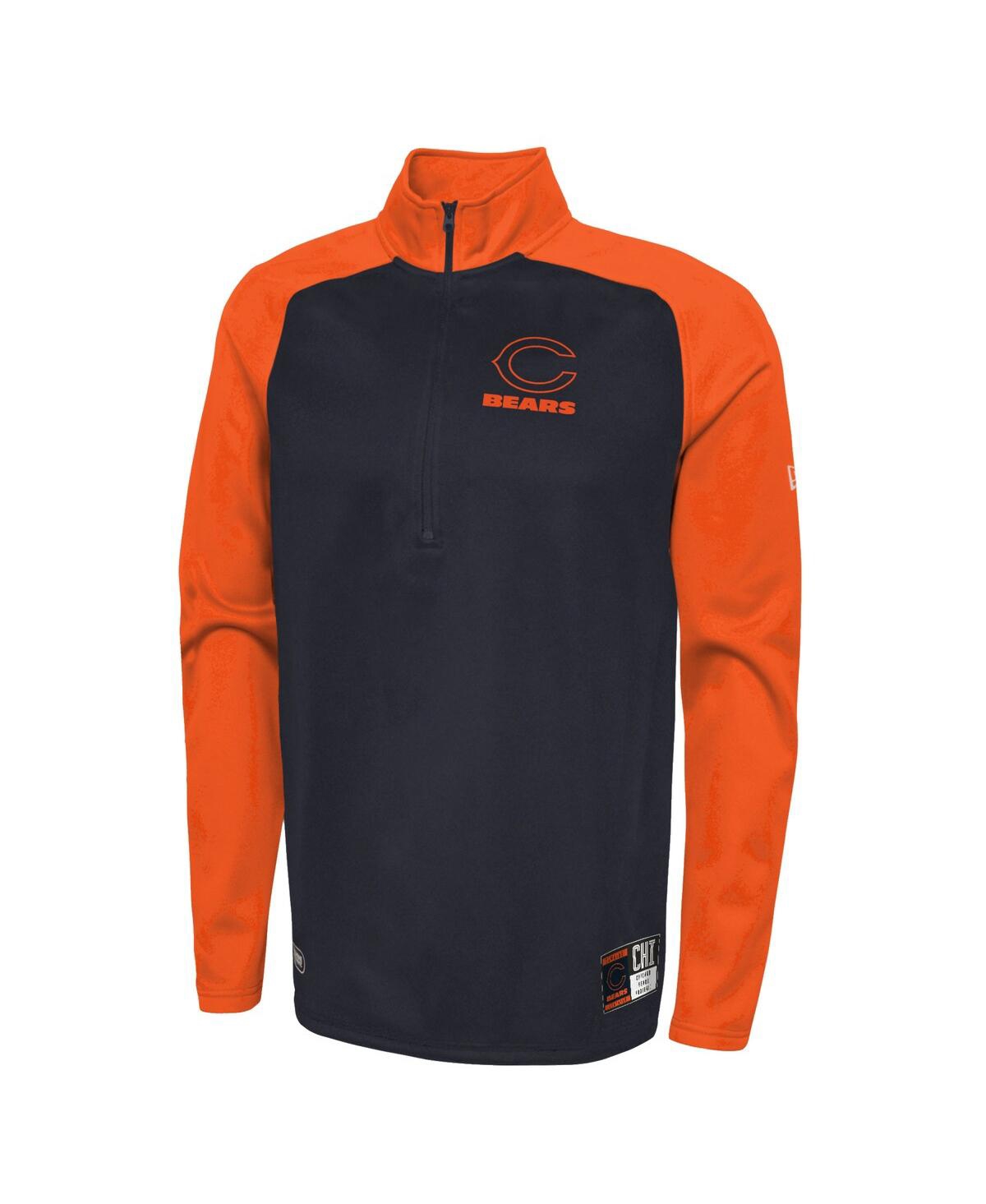 NEW ERA MEN'S NEW ERA NAVY CHICAGO BEARS COMBINE AUTHENTIC O-LINE RAGLAN HALF-ZIP JACKET 