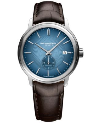 Raymond Weil - Men's Swiss Automatic Maestro Small Seconds Black Leather Strap Watch 40mm