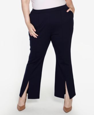 Belldini Black Label Plus Size Split Hem Ponte Pants - Macy's