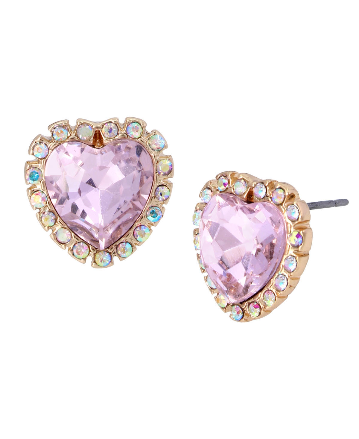 Betsey Johnson Heart Stud Earrings In Light Pink