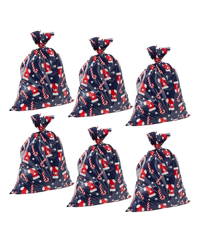 Juvale 6 Pack Jumbo Christmas Candy Cane Gift Bags, Large Plastic Gift