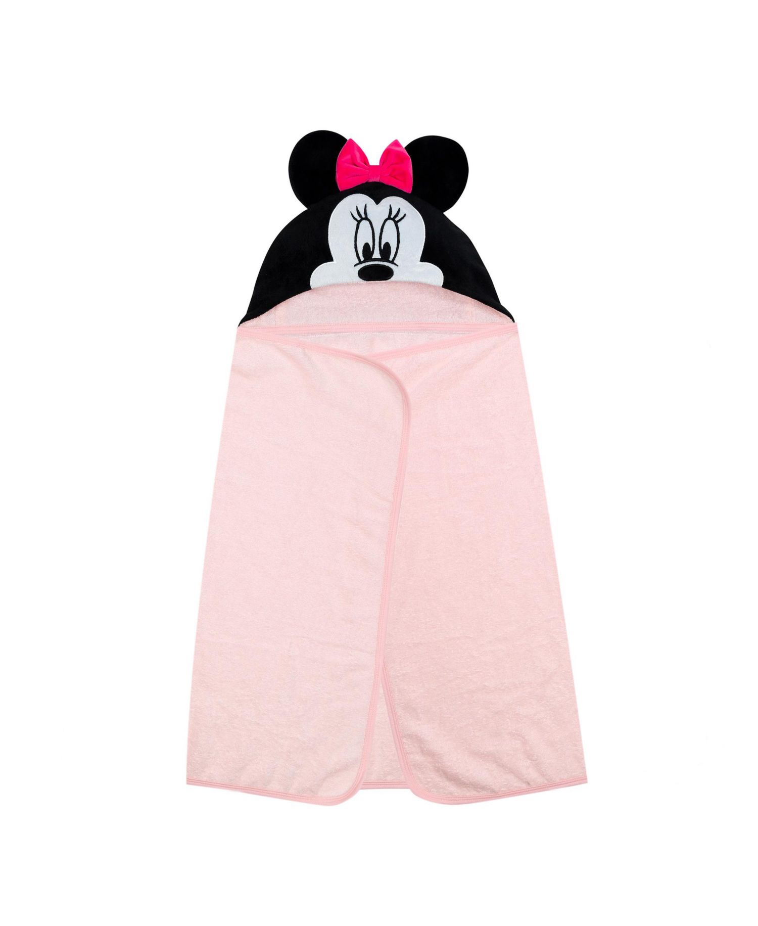 Baby Girls Lambs and Ivy Disney Minnie Mouse Pink Cotton Hooded Bath Towel