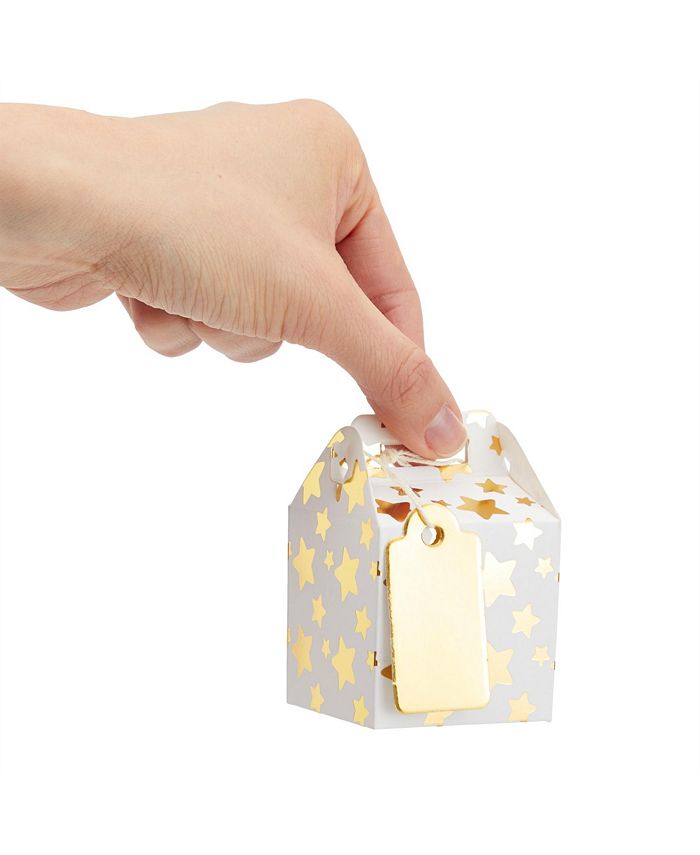 Juvale 36 Pack Mini Gold Treat Boxes for Wedding, Tiny 2x2x2 Favor Boxes with Tags and String (3 ...