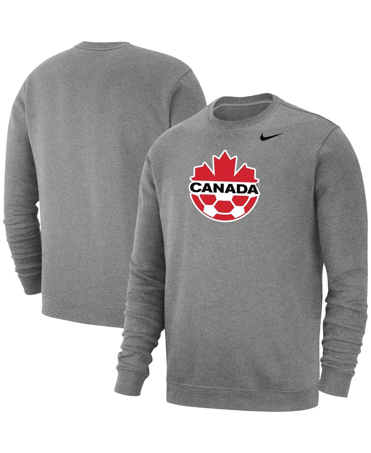 Shop Nike Men's  Heather Gray Canada Soccer Fleece Pullover Sweatshirt