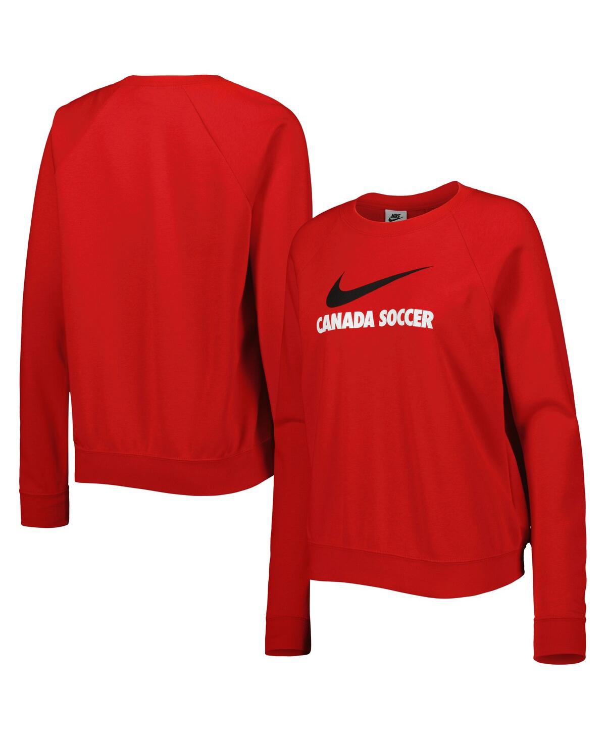 Nike Women's  Red Canada Soccer Lockup Varsity Raglan Pullover Sweatshirt